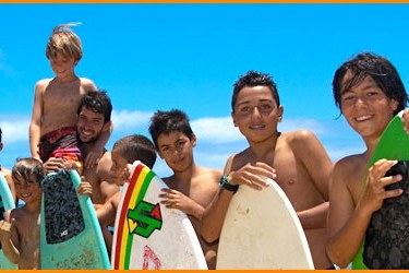 surfing with kids in Lanzarote