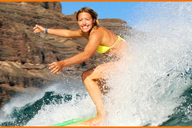 surf the waves in Lanzarote island