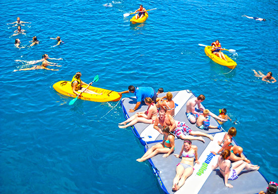Papagayo fun water adventures in kayaks and floating mattress