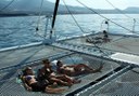 flying bridge at Freebird catamaran sailing