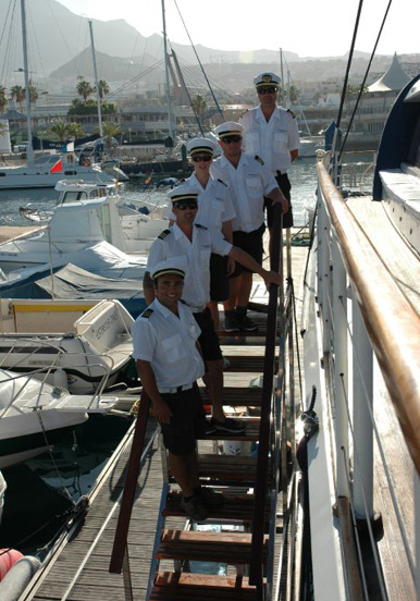the sailing crew of Freebird One catamaran in Tenerife