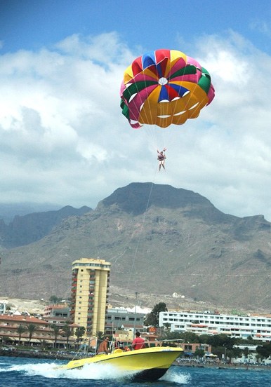 parascending over Tenerife coast