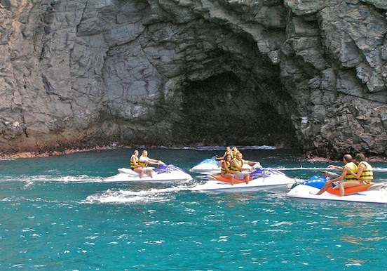 see caves in Tenerife coast via jet ski safari