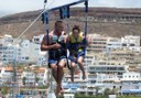 father and daughter parascending in Tenerife