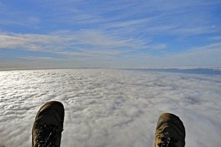 Paragliding over clouds in Izaña