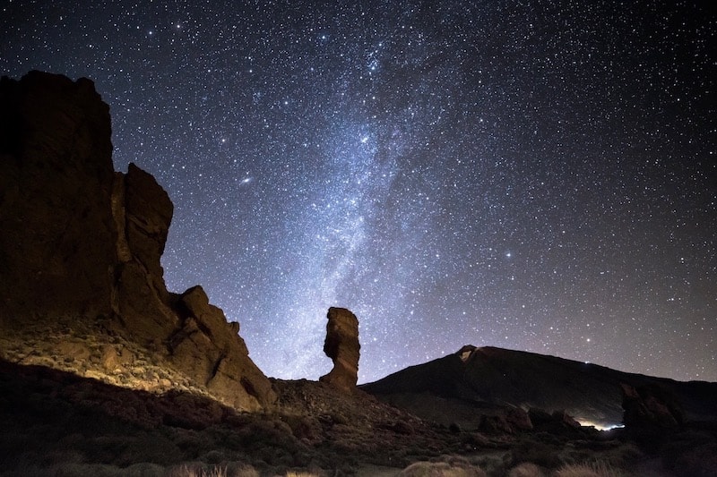 Roques de Garcia and starry night on Teide.jpg