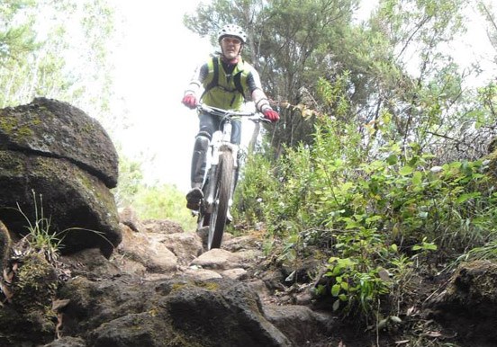 mountain bike tour through rocky tracks of Tenerife