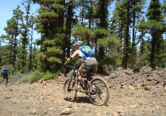 mountain bike through dirt tracks in Tenerife