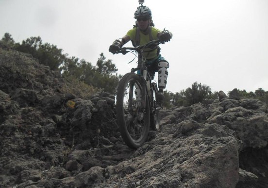 mountain bike tour on rocky terrain in Tenerife