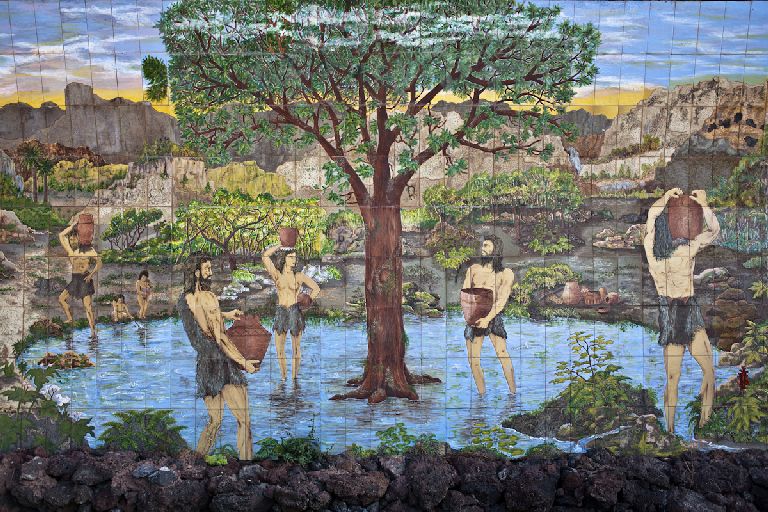 Mural painting of Guanches in Puerto de la Cruz